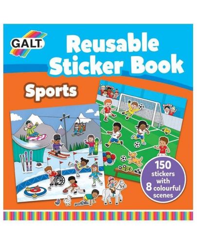 Книжка със стикери за многократна употреба Galt - Спорт - 1