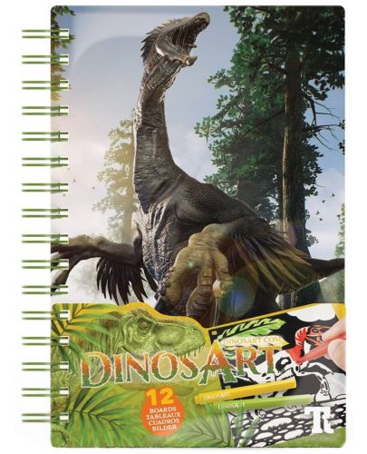 Книжка за оцветяване с кадифе DinosArt - Динозаври - 1