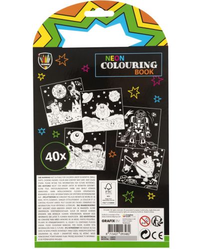Книжка за оцветяване Grafix - С 5 неонови маркера - 2