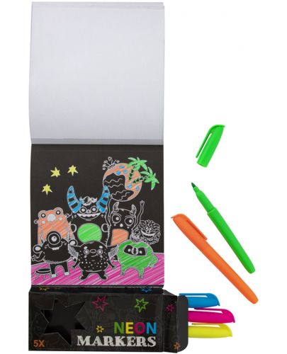 Книжка за оцветяване Grafix - С 5 неонови маркера - 3
