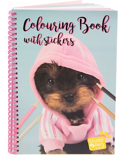 Книжка за оцветяване със стикери Paso Studio Pets - A4, кученце - 1