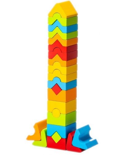 Комплект дървени блокчета Cubika - Цветни кули, 25 броя - 3