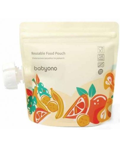 Комплект торбички за храна Babyono - За многократна употреба, 5 х 150 ml - 2