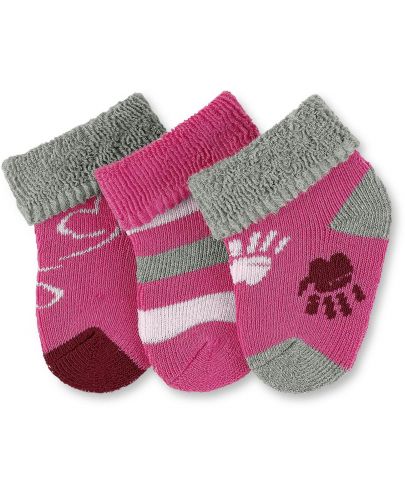 Комплект бебешки хавлиени чорапки Sterntaler - За момиче, 13/14 размер, 0-4 месеца, 3 чифта - 1