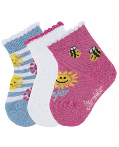 Комплект бебешки чорапи Sterntaler - На слънца, 15/16 размер, 4-6 месеца, 3 чифта - 1