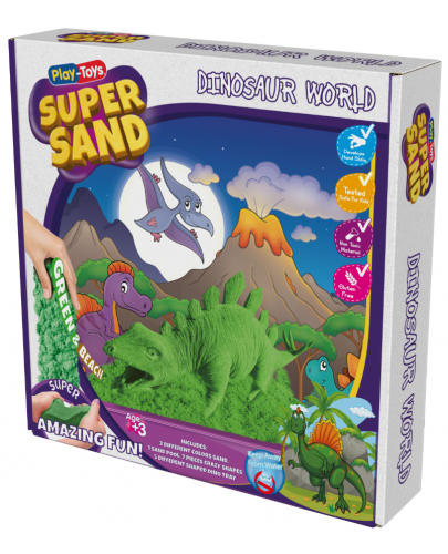 Комплект с кинетичен пясък Play-Toys Zzand - Dino World, 2 x 320 g и аксесоари - 1