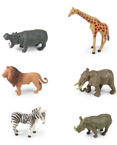 Комплект фигурки Rappa - Африкански животни, 6 броя, 5-7 cm - 1
