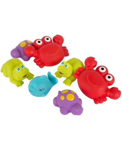 Комплект играчки за баня Playgro - Морски животни, за момче, 7 броя - 1