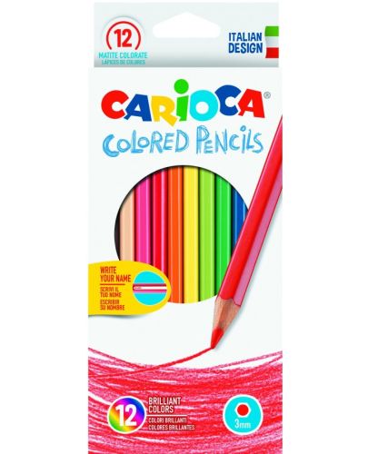 Комплект моливи Carioca - Brilliant Hexagon, 12 цвята - 1