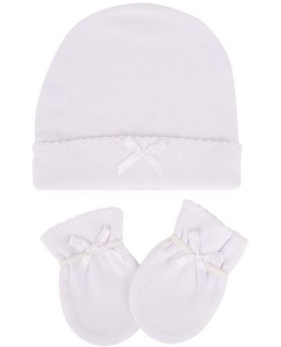 Комплект шапка с ръкавички Sevi Baby - Бял - 1