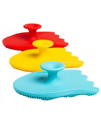 Комплект играчки за баня Ubbi - Силиконови гъби с вендузи, 3 броя - 3