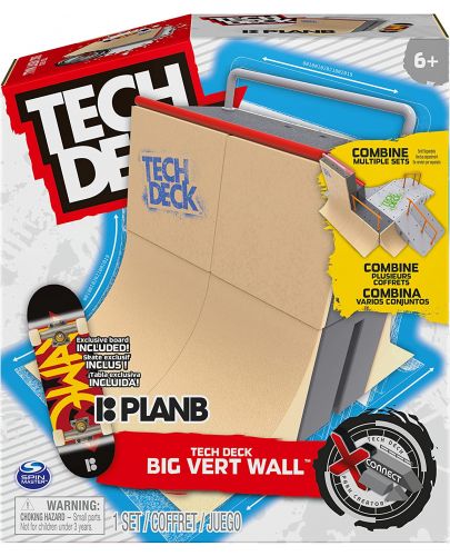 Комплект Spin Master Tech Deck - Рампа и скейтборд за пръсти, Big Vert Wall - 1