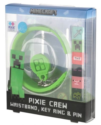 Комплект гривна с ключодържател и пинче Pixie Crew - Minecraft - 2
