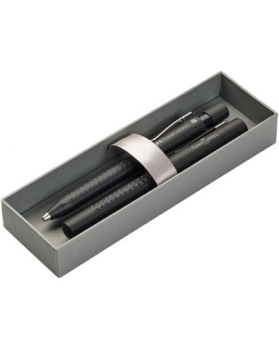 Комплект химикалка и писалка Faber-Castell - Grip 2011, M, черни - 1