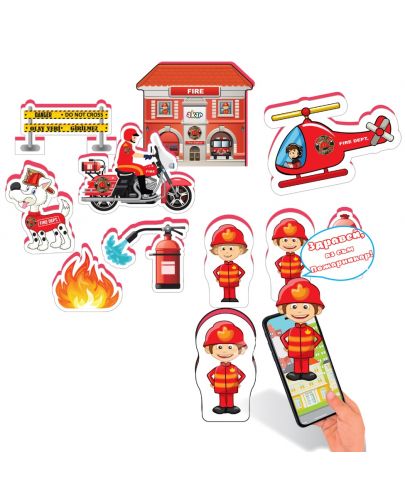Комплект говорещи играчки Jagu - Пожарна, 10 части - 2