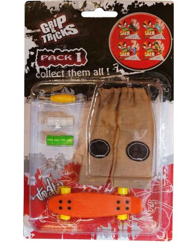Комплект играчки за пръсти Grip&Trick - Penny Board, оранжев - 1