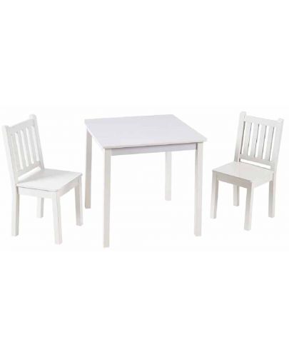 Комплект детска дървена маса с 2 столчета Ginger Home - Бял - 1