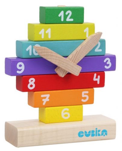 Комплект дървени блокчета Cubika - Часовник - 2