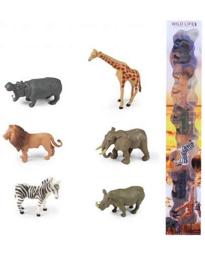 Комплект фигурки Rappa - Африкански животни, 6 броя, 5-7 cm - 2