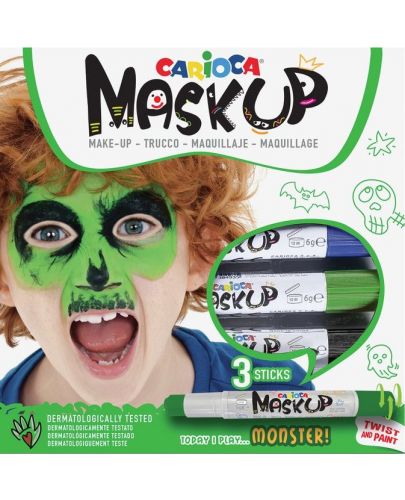 Комплект бои за лице Carioca Mask up - Чудовище, 3 цвята  - 1