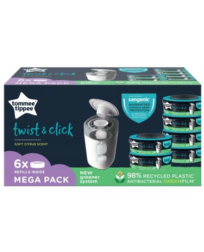 Комплект касети за хигиенен кош Tommee Tippee - Twist & click, 6 броя - 2