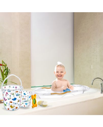 Комплект за къпане с термометър BabyJem - Розов, 6 части - 5