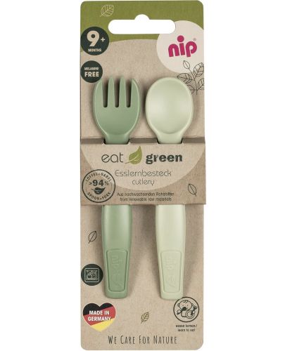 Комплект прибори за хранене NIP Еat Green - Зелен, 2 броя - 2