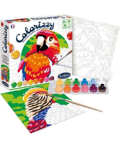 Комплект за оцветяване с цифри Sentosphere, папагали - 2