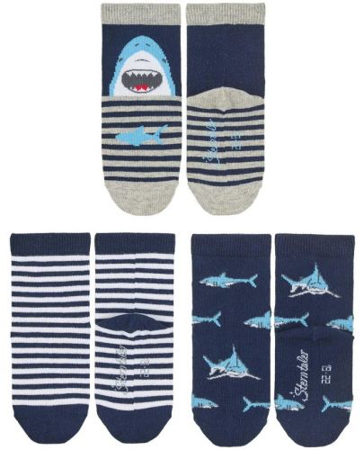 Комплект детски чорапи Sterntaler - С акули, 19/22 размер, 12-24 месеца, 3 чифта - 1