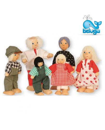 Комплект кукли от дърво Beluga - 6 броя - 1