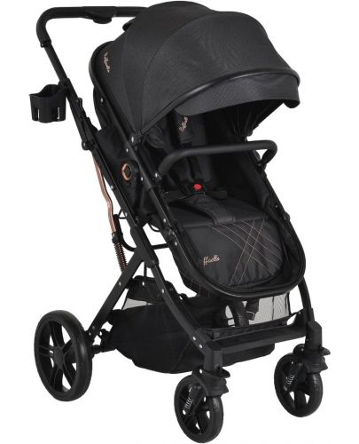 Комбинирана бебешка количка Moni - Rafaello, черна - 2