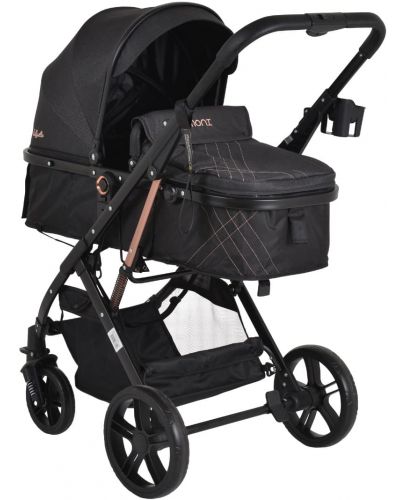 Комбинирана бебешка количка Moni - Rafaello, черна - 6