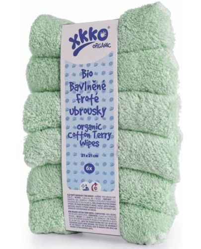 Комплект хавлиени кърпи от памук Xkko - Mint, 21 х 21 cm, 6 броя  - 1
