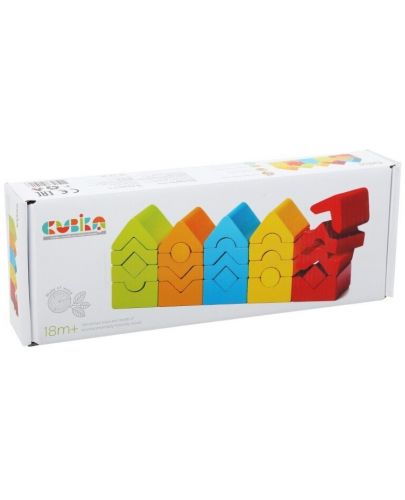 Комплект дървени блокчета Cubika - Цветни кули, 25 броя - 4