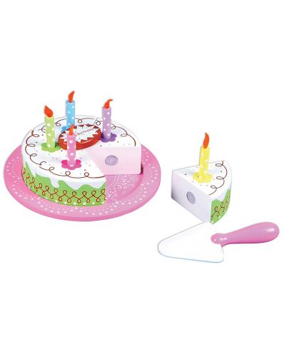 Игрален комплект Lelin - Дървена сметанова торта за рожден ден - 2