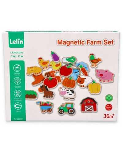 Комплект дървени магнити Lelin - Ферма, 24 броя - 3