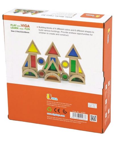 Комплект цветни огледални блокове Viga - 24 елемента  - 4