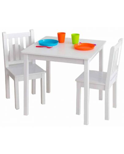 Комплект детска дървена маса с 2 столчета Ginger Home - Бял - 2