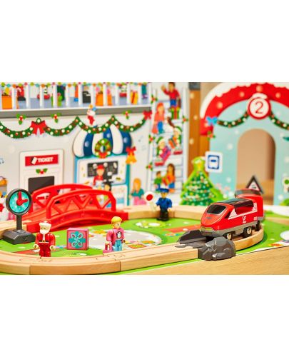 Коледен календар Hape - Коледна гара, с дървени играчки - 4