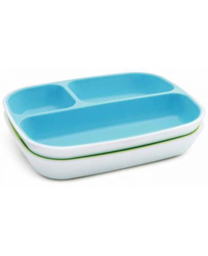 Комплект Munchkin - 2 чинии с отделения, зелена и синя - 4