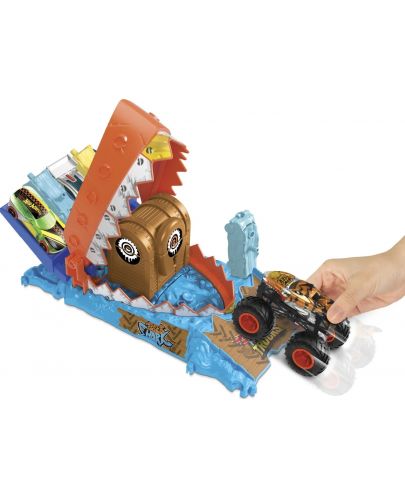 Комплект Hot Wheels Monster Trucks - Световна арена, Treasure Chomp Challenge - 3