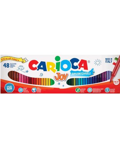 Комплект суперизмиваеми флумастери Carioca Joy - 48 цвята - 1