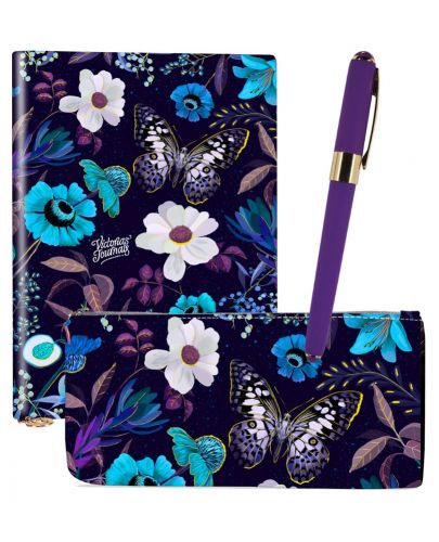 Комплект Victoria's Journals - Сини цветя, 3 части, в кутия  - 1