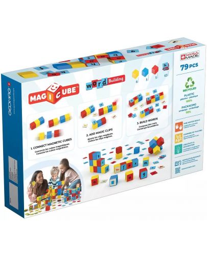 Комплект магнитни кубчета Geomag - Magicube, Word Building EU, 79 части - 5