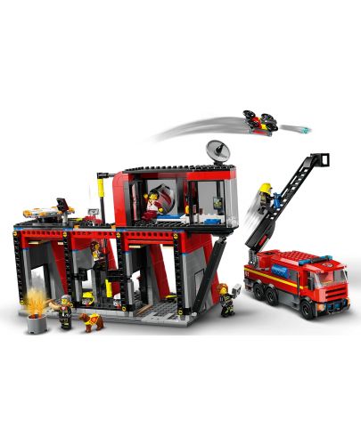 Конструктор LEGO City - Пожарна станция с пожарен камион (60414) - 4