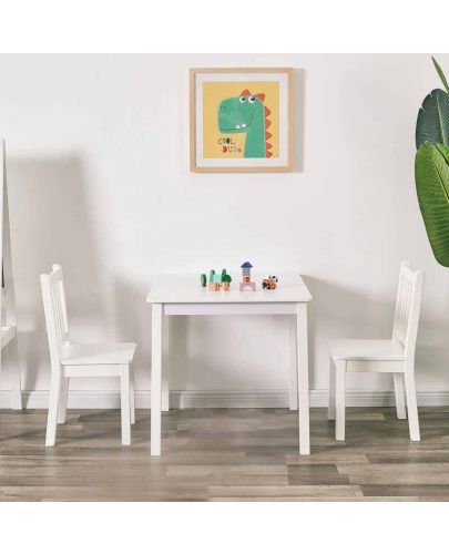 Комплект детска дървена маса с 2 столчета Ginger Home - Бял - 9