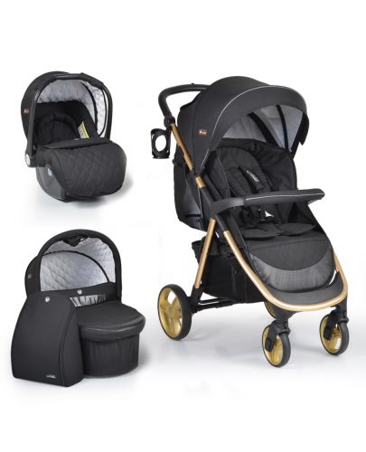Комбинирана детска количка Cangaroo - Noble 3 в 1, черна - 1