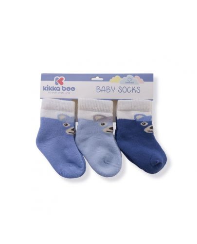 Комплект бебешки термо чорапи Kikka Boo Bear - Памучни, 2-3 години, 3 чифта, сини - 1