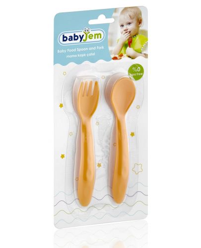Комплект виличка и лъжичка BabyJem - Жълт - 2
