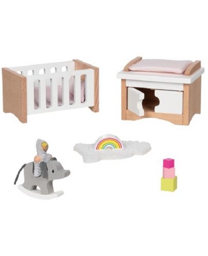 Комплект мебели за къща за кукли Goki - Бебешка стая - 1